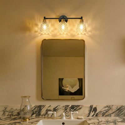 23-inch 3-light Wall Sconce Grid Glass