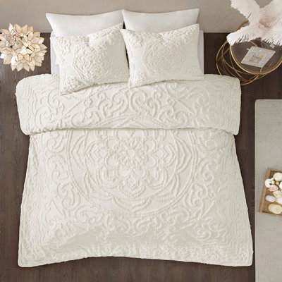 Ensemble de literie 2 pièces pour lit simple / simple TG - Chenille de coton à motif de médaillon d'inspiration mondiale