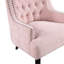 Élégante chaise d'appoint en chenille rose avec structure en bois massif et couvercle à boutons pour la décoration intérieure-387922527