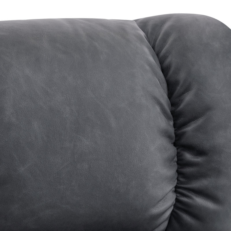 Swivel Recliners with Ottoman, Reclining TV Chairs with Vibration, Faux Leather Lounge Chair, Dark Gray Faux Leather