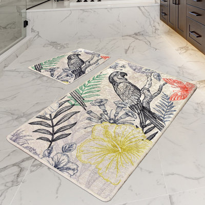Antibacterial Bathmat Set (2 Pieces), 100% Polyester, 19.7 x 23.6 inches & 23.6 x 39.4 inches | Non-Slip Underside, Pile Height: 0.4 inches | Machine Washable, Soft and Durable, Ideal for Bathroom Safety & Comfort