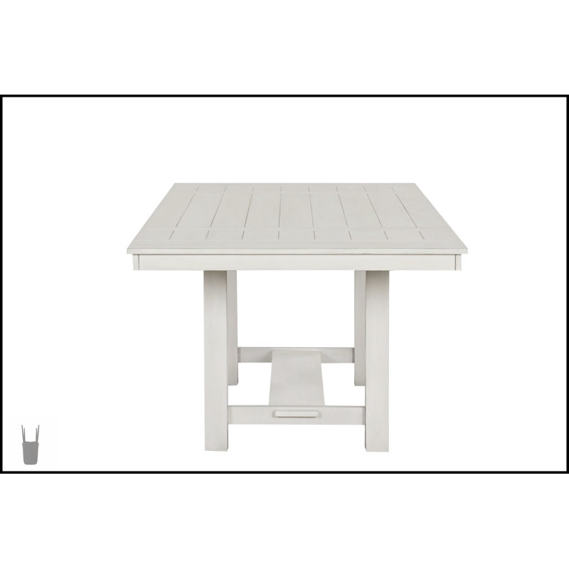 Ensemble de salle à manger contemporain 7 pièces avec table extensible en chêne blanc et 6 chaises confortables à dossier en croix