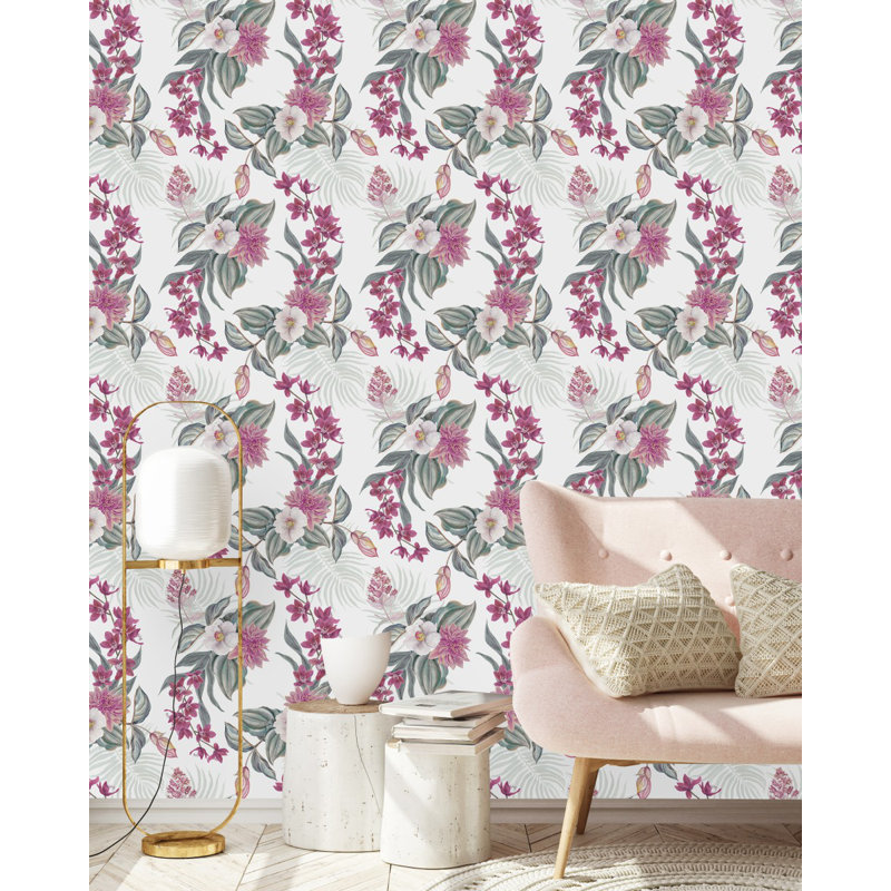 Peel & Stick Damask Tile, 2.08' W x 10.42' L