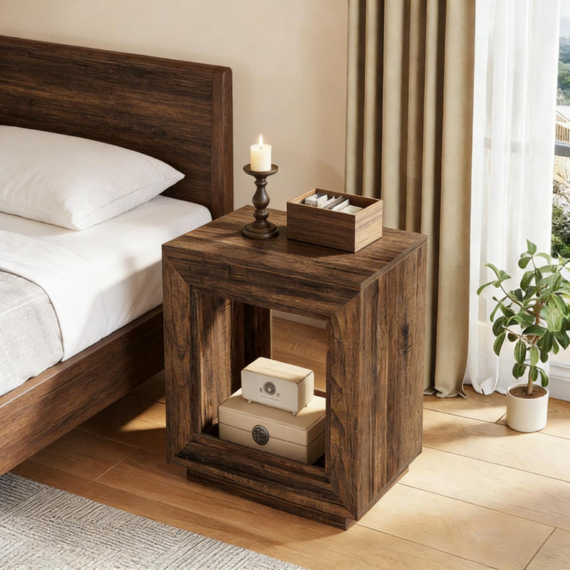 Table de bout carrée avec rangement ouvert