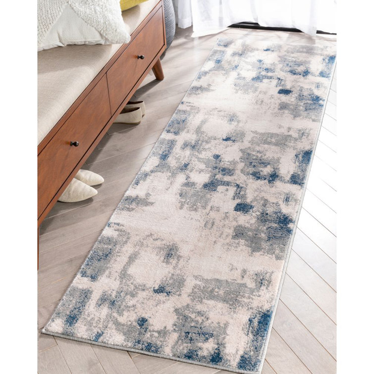 Chimeng Kalia Modern Abstract Gray Blue Area Rug