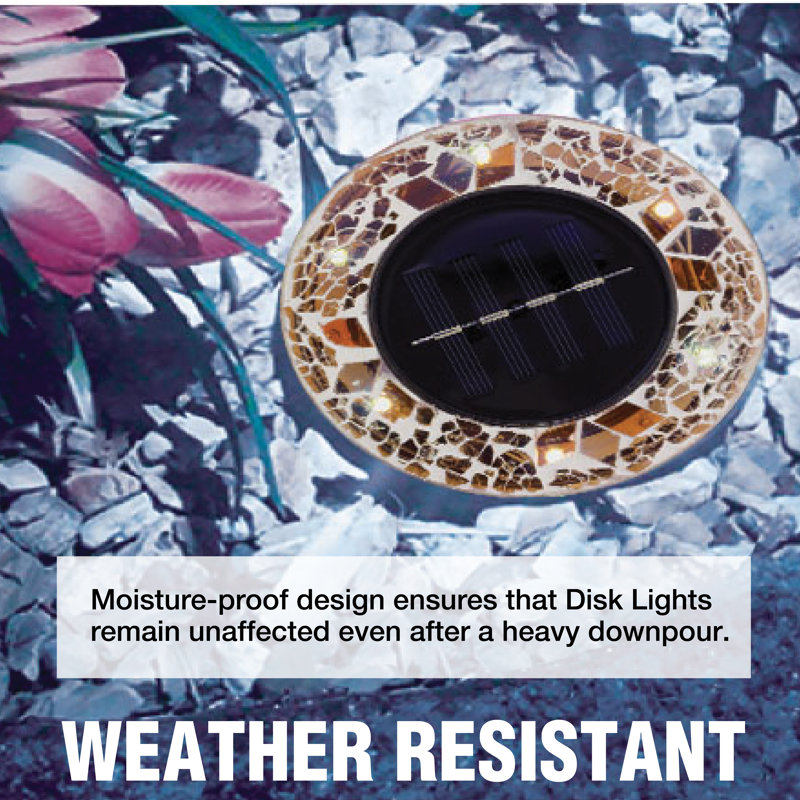 Tan Mosaic Solar Powered LED Pathway Lights, Set of 4