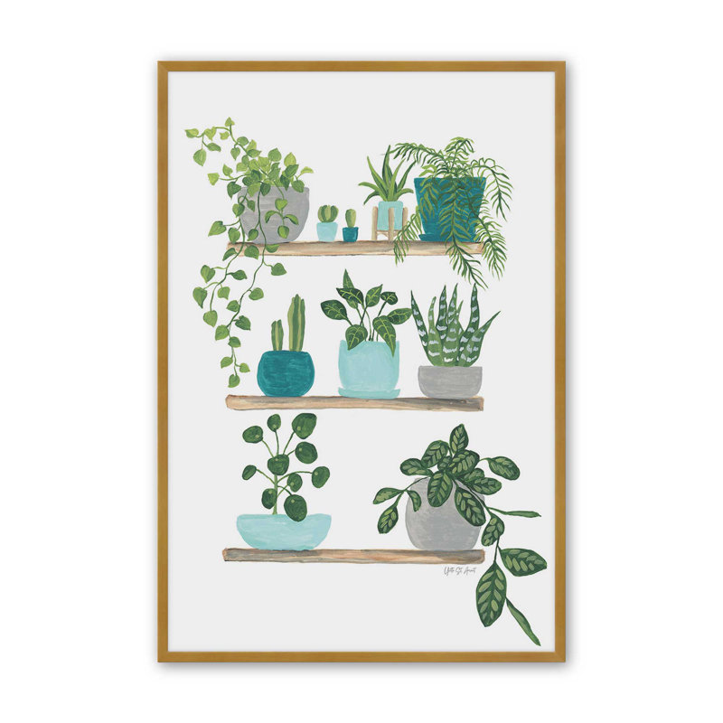 «My Boho Plants I» par Yvette St. Amant, reproduction d'art sur toile, H 32 po x l 24 po, Or