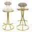 Tabourets de bar ronds modernes avec structure dorée, conception ergonomique et velours facile à nettoyer pour les îlots de cuisine-1020263194