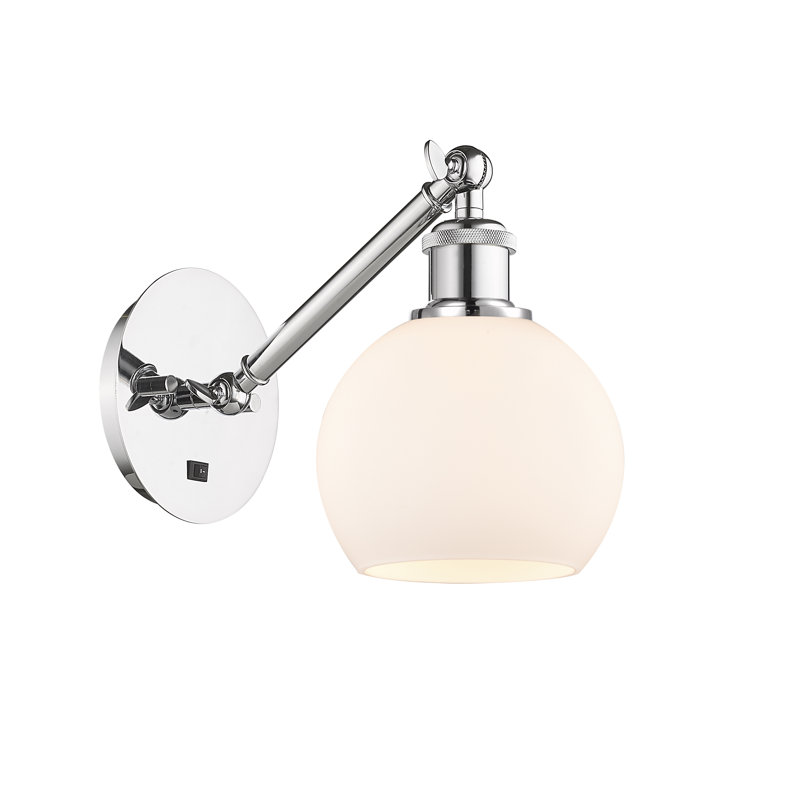 Shauna Armed Sconce, Matte White, LED, Polished Chrome