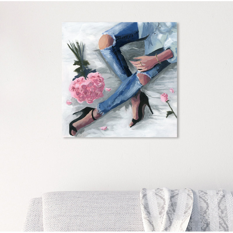 Romantiques jeans - Impression sur papier, H 16 po x l 16 po x P 1,5 po, Blanc