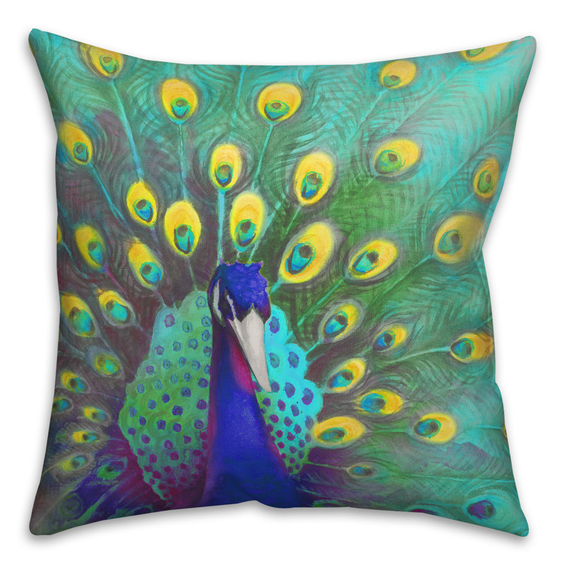 Coussin Blue and Yellow Peacock