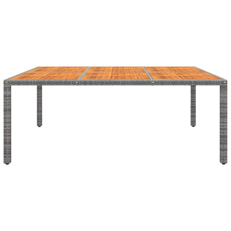 Garden Rattan/Steel/Wooden Dining Table, Grey, 75 x 200 x 150cm
