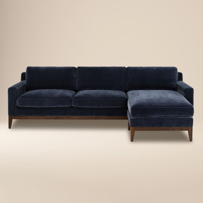 Zyon 105.5" Performance Fabric Reversible Chaise Sectional, Mystic Blue