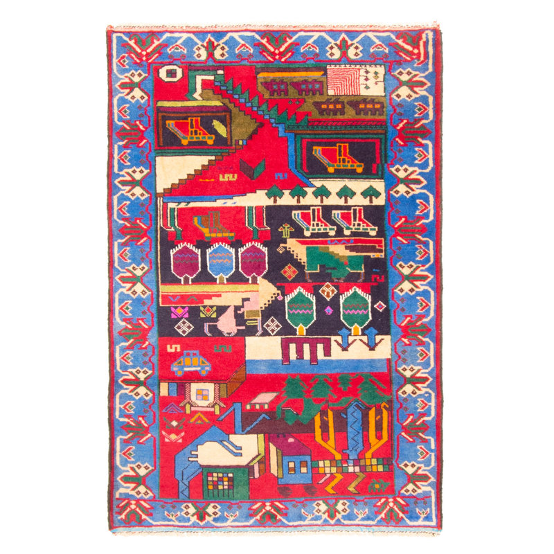 Tapis rouge Teimani 2 pi 9 po x 4 pi 5 po