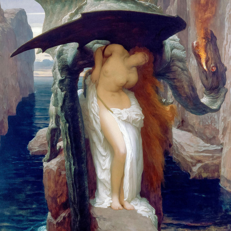 «Perseus and Andromeda» par Frederic Leighton, reproduction d'art sur toile, H 22,25 po x l 16,25 po