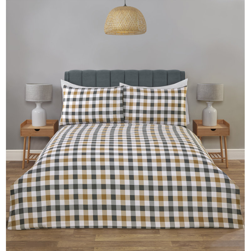 Braemar Check Polyester Plaid Duvet Cover Set, Double Duvet Cover + 2 Pillowcases