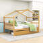 Lit double en bois 2 tiroirs avec pieds centraux et toit-435179192