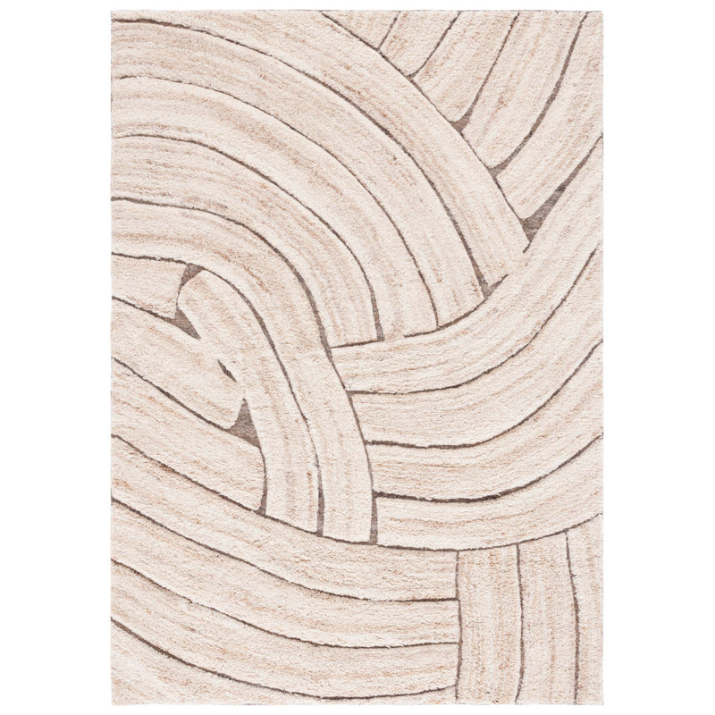 Maurine Hand Woven Wool/Cotton Abstract Rug in Natural/Beige, Square 6'