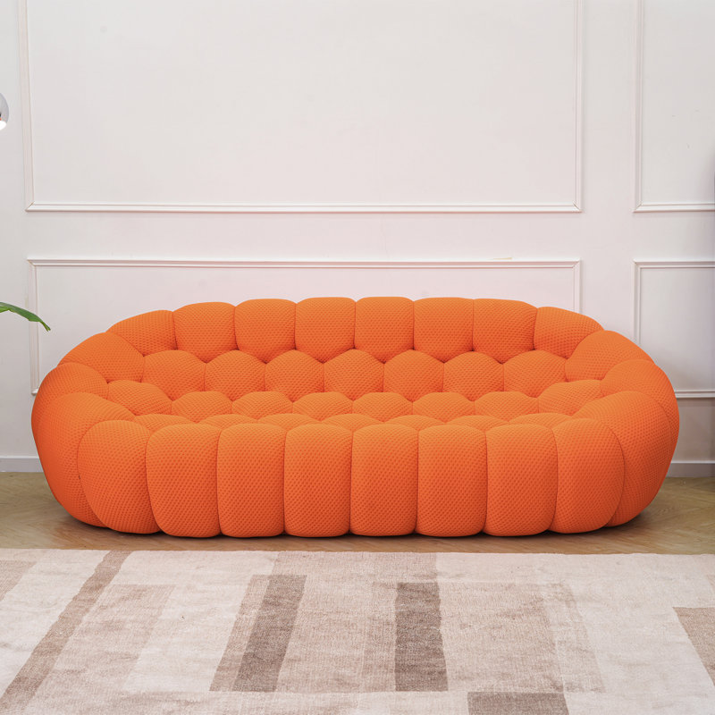 Canapé rembourré Cenie, sans assemblage requis, Orange, H 30,71 po x l 98,43 po x P 42,52 po