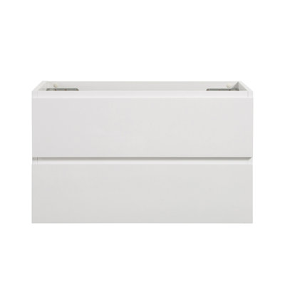 Armoire murale blanche sans cuve, volume de rangement élargi de 20%, tiroirs silencieux, poignée chic - qualité, vasque à fixation murale en blanc, plus grande capacité, forme élégante, fabrication
