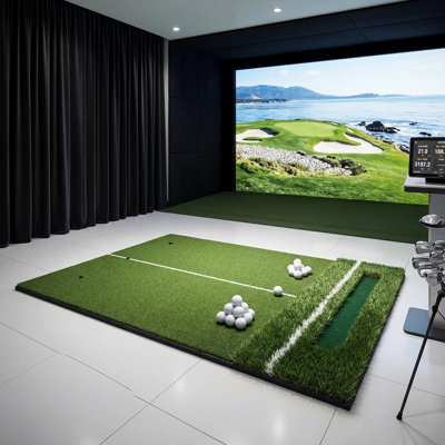 Professional Dual Turf Golf Practice Mat – Heavy-Duty Indoor & Outdoor Training for Chipping, Swing, Driving – Ball Tray, 3 Tees, 15mm Thick 50mm Base – 5x4ft 50mm