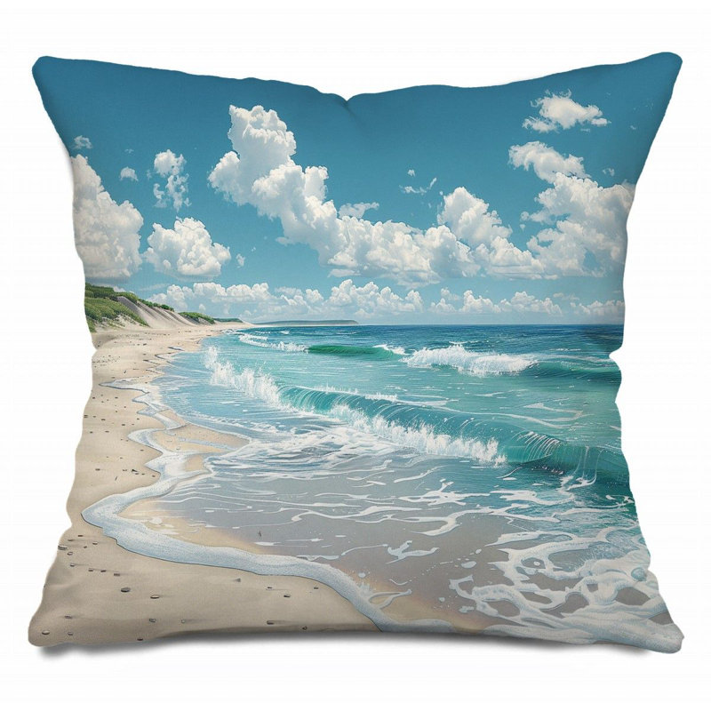 Coussin Seashore, coussins en coton naturel, H 16 po x l 16 po