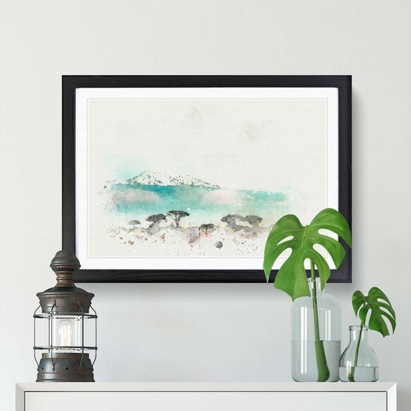 Mount Kilimanjaro in Tanzania in Abstract - Picture Frame Graphic Art Print, Black Framed, 62cm H x 87cm W x 2cm D