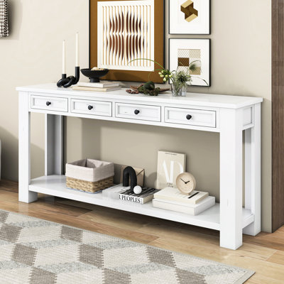 Console en blanc pour le couloir du vestibule: Chic rustique avec tiroirs et grande étagère