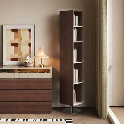 Nut-Brown Modern Solid wood rotating bookshelf
