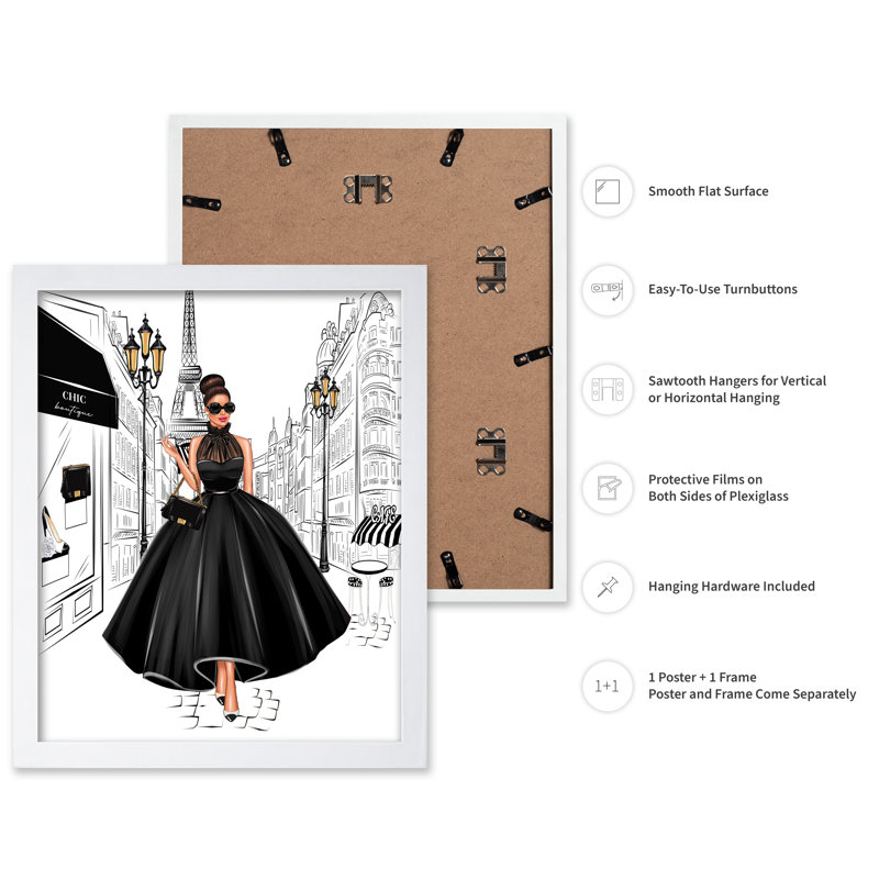 Lady in Black, Poster, 24"H x 32"W, White Framed