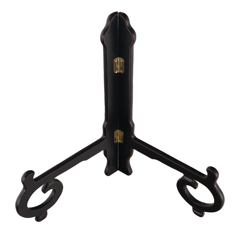 Oriental Plate Stand, 12" H X 12" W X 5" D, Black