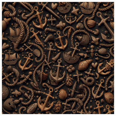 Nautical Anchors Ropes Bath Mat