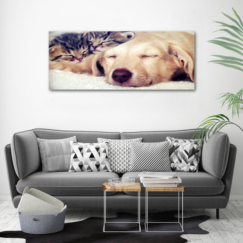 Puppy And Cats - No Frame Print on Canvas