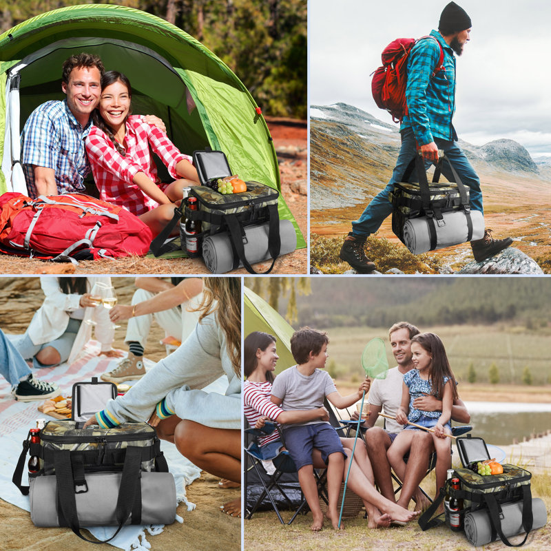Tirrinia 24 Cans Soft-Sided Coolers with Adjustable Shoulder Strap and Bottle Opener, Green