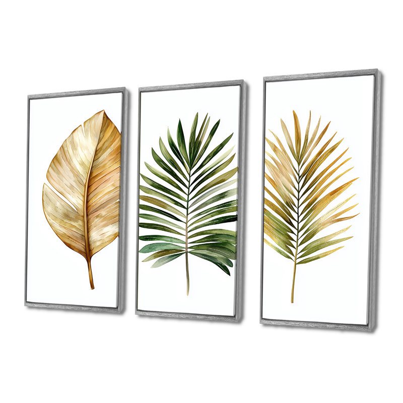 - Ensemble de reproduction d'art mural plantes, Toile argentée avec cadre flottant, H 40 po x l 60 po x P 1 po