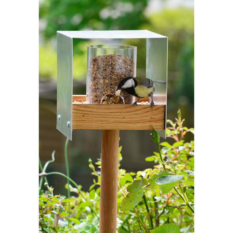Demson Wood Pole Tray Bird Feeder