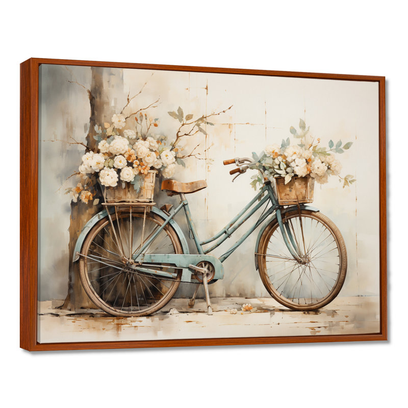 Vélo tranquille, pédalant II - art mural encadré, Reproduction avec cadre flottant, H 12 po x l 20 po, Brun