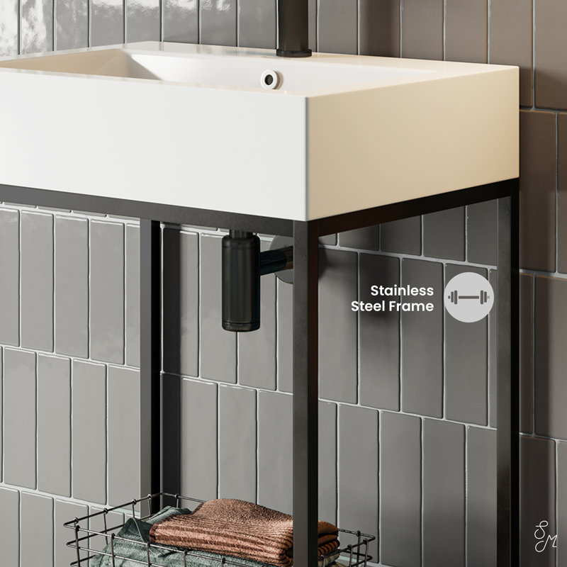 Pierre 24 Single, Freestanding, Matte Black Metal Frame Bathroom Vanity, Matte Black