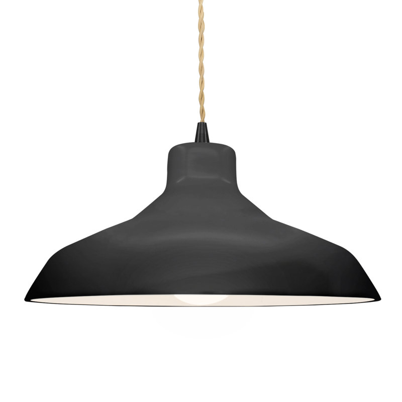 Fallon - Light Dome Pendant, 7.5" H x 15.5" W x 15.5" D, Gloss Black/Matte White, Matte Black