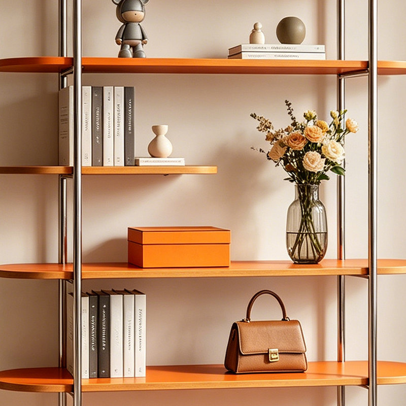 Tablette de rangement moderne orange, 68.9" H x 31.5" W x 13.78" D