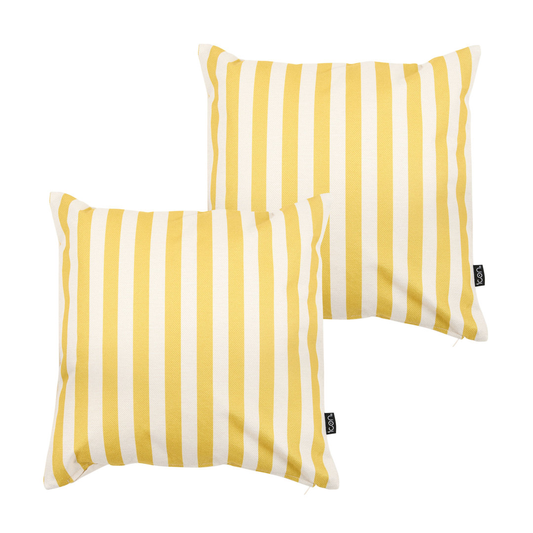 Bean Bag Bazaar Stripe Indoor-Outdoor Cushions Yellow