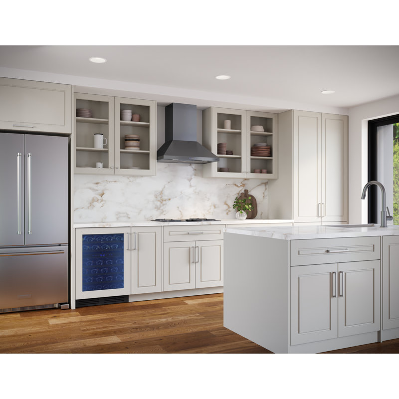 Ombra 36 in. 600 CFM Wall Mount Range Hood in Black Stainless Steel, Black, 36" W