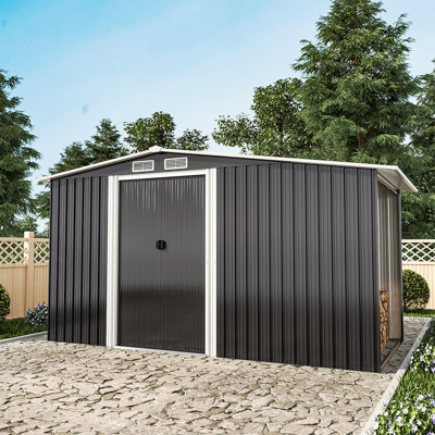 4 ft. W x 8 ft. D Metal Garage Shed with Log Storage