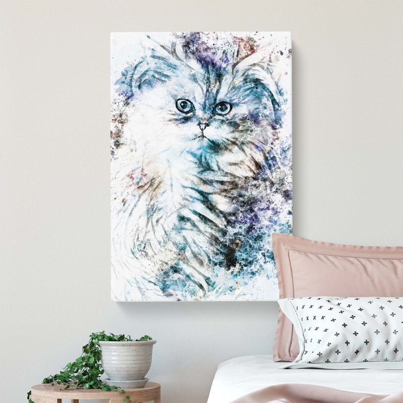 Persian Cat In Abstract - Wrapped Canvas, 60cm H x 40cm W x 3cm D