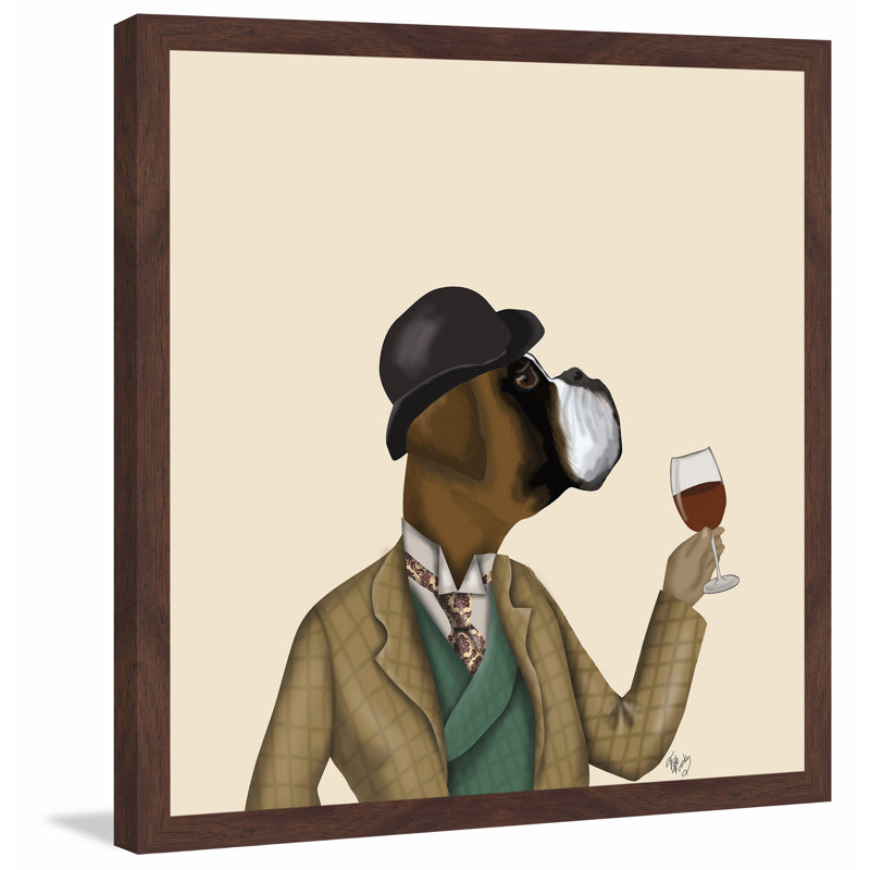 « boxer wine snob », reproduction d’impression encadrée, H 12 po x l 12 po x P 1,5 po