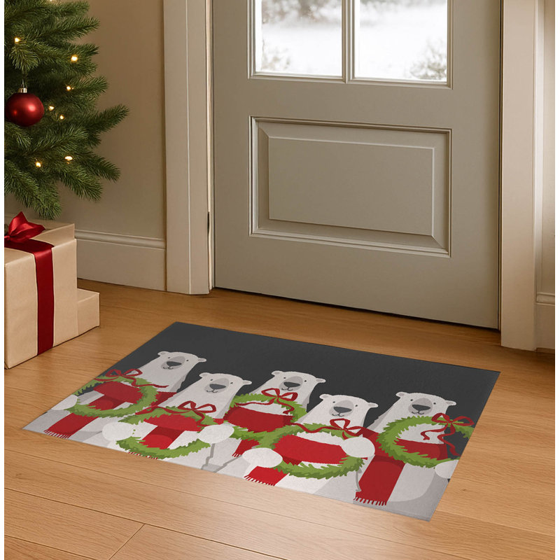 Paillasson d'intérieur ours polaire, Gris anthracite, L 60 po x L 84 po