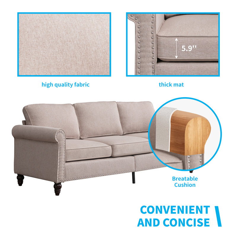 Ensemble moelleux pour le salon Winston Porter, causeuse modulaire rembourrée 2 pièces et canapé 3 places, ensembles de meubles de salon