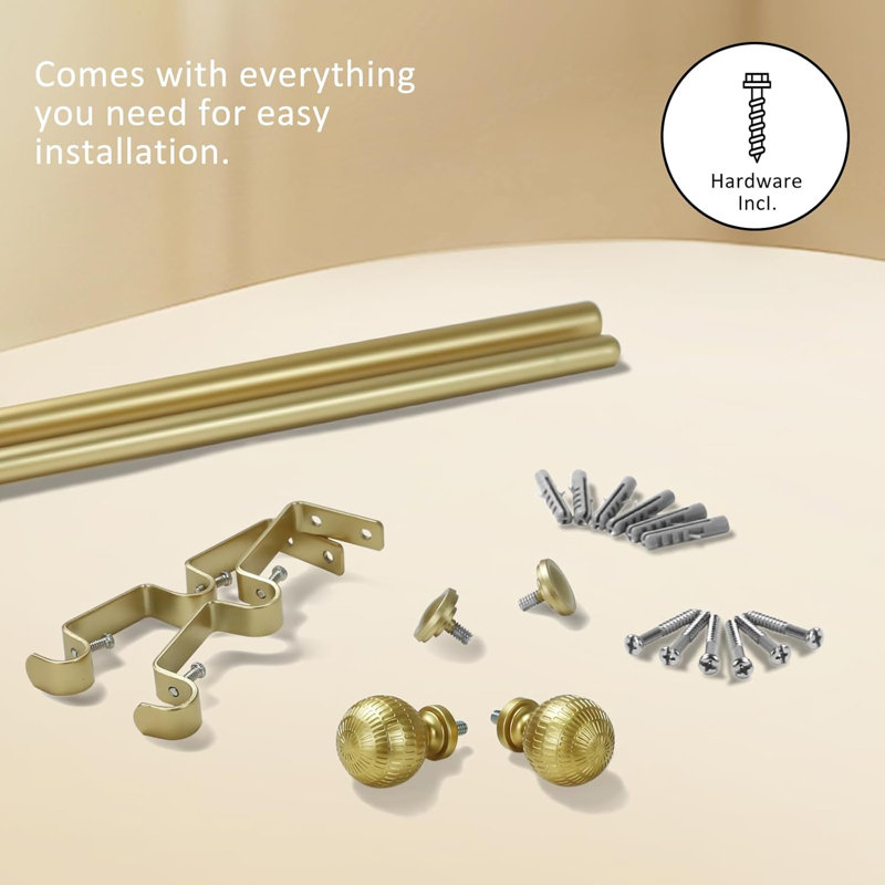 Ensemble de tringle à rideaux à épissure double ajustable 5/8 po de diamètre avec volutes, 84 po à 120 po, blanc brillant