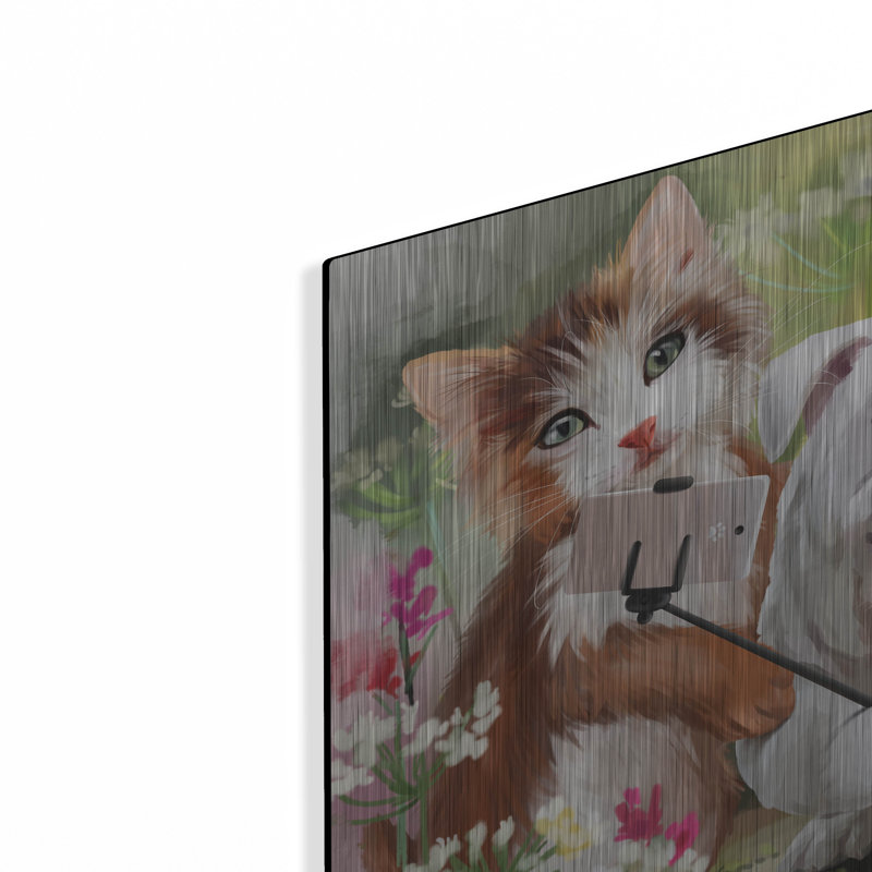  «Cat and Dog Pose For A Selfie» par Kajenna Art, art mural en métal, 12 po x 12 po, H 12 po x l 12 po