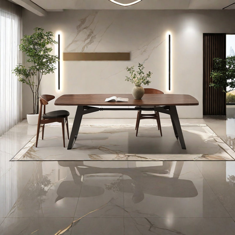 Table de salle à manger rectangulaire en bois massif noyer noir 31,4 po, H 29,5 po x L 70,8 po x l 31,4 po